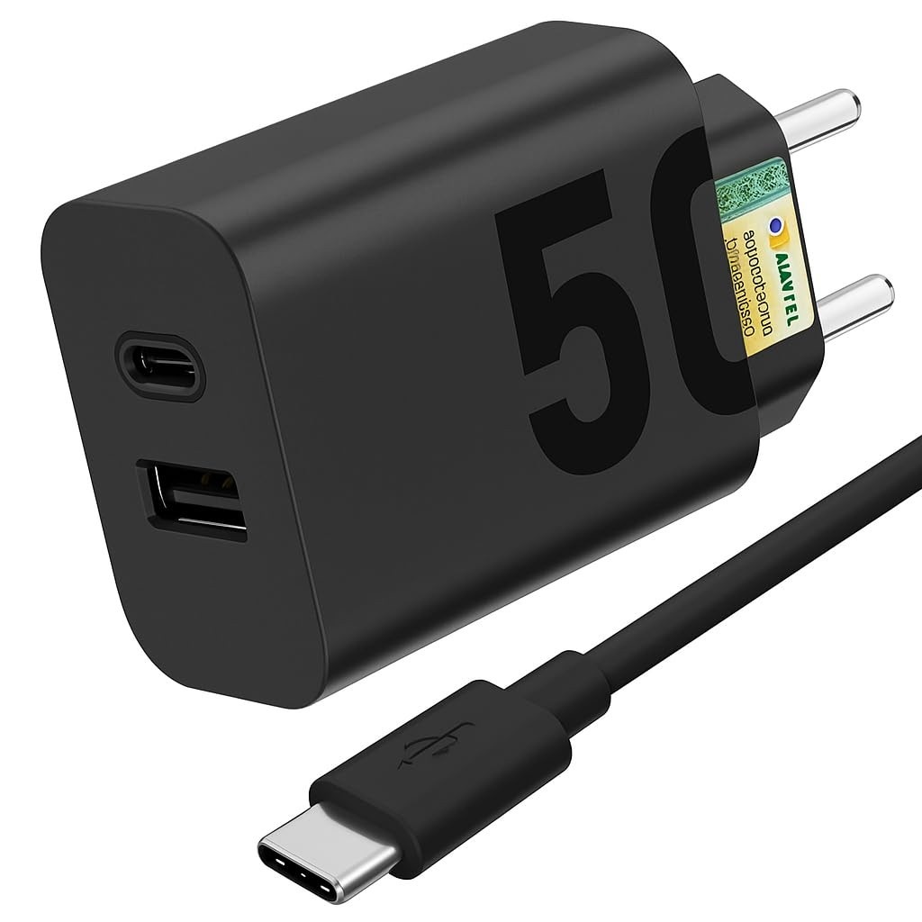 Carregador Turbo 50W Tipo C + USB: Carregamento Ultra Rápido para Android e iOS