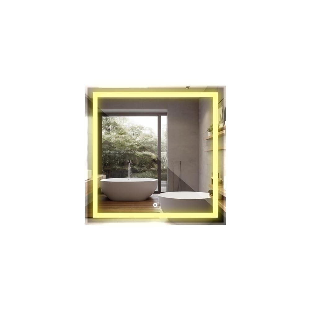 Espelho Quadrado Jateado LED com Touch 50x50cm - Iluminação Inteligente com Controle de Intensidade