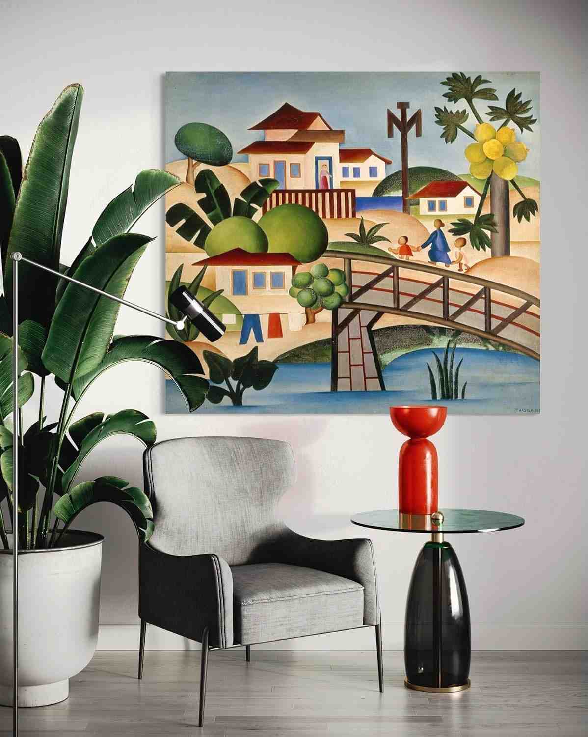Quadro Tarsila do Amaral O Mamoeiro 1925 - Arte Moderna em Tela Acetinada 50x50cm
