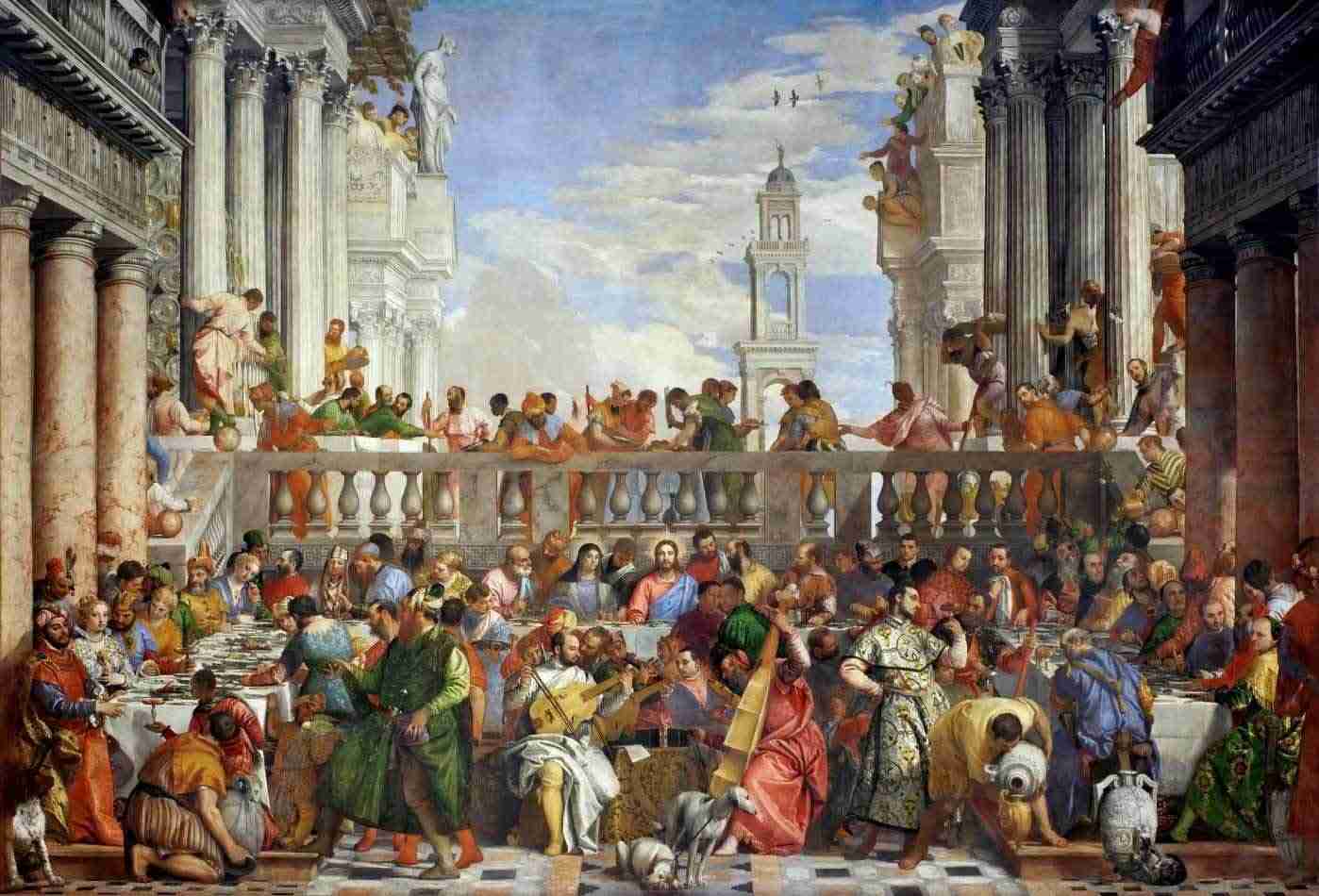 Bodas de Caná de Paolo Veronese - Tela Canvas 50x74 - Obra de Arte para Decoração Elegante