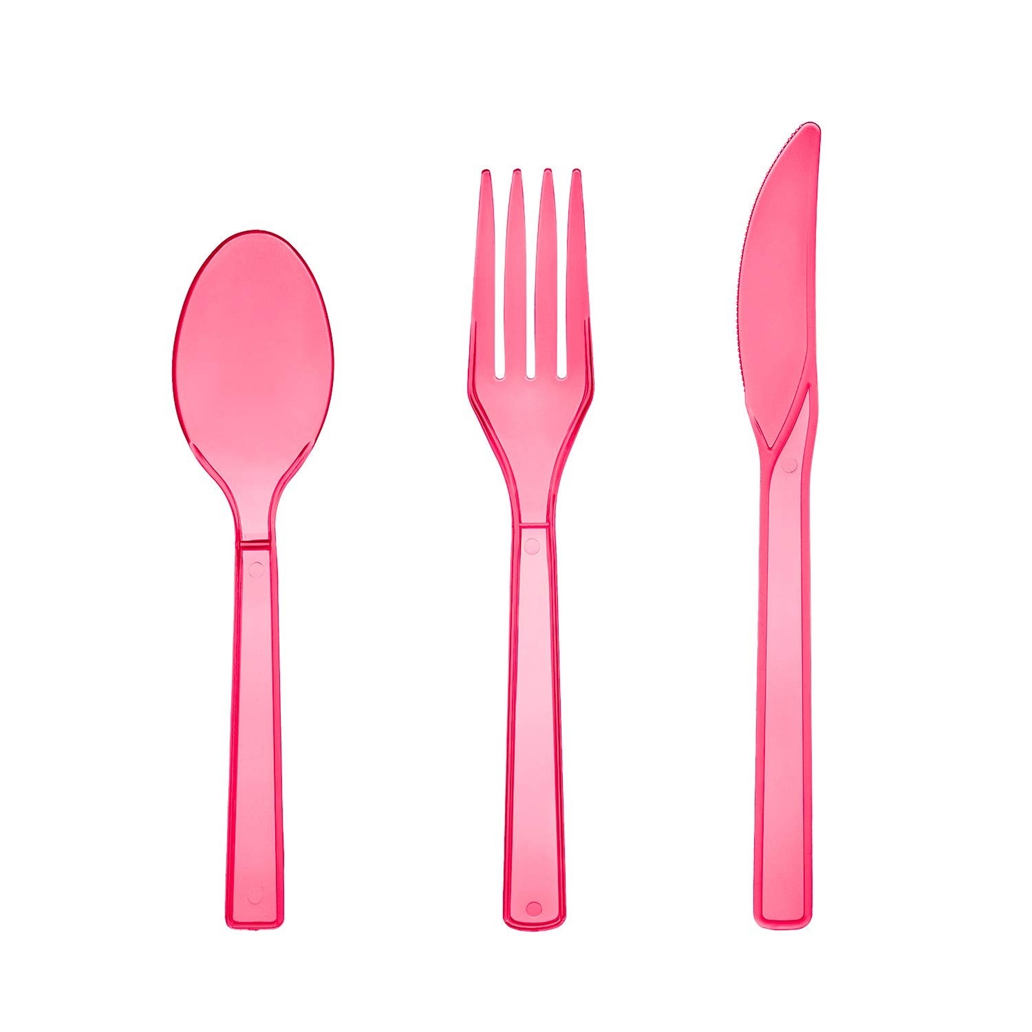 Pacote Combo Talheres Plásticos Rígidos Rosa Neon - 51 Peças Party Essentials