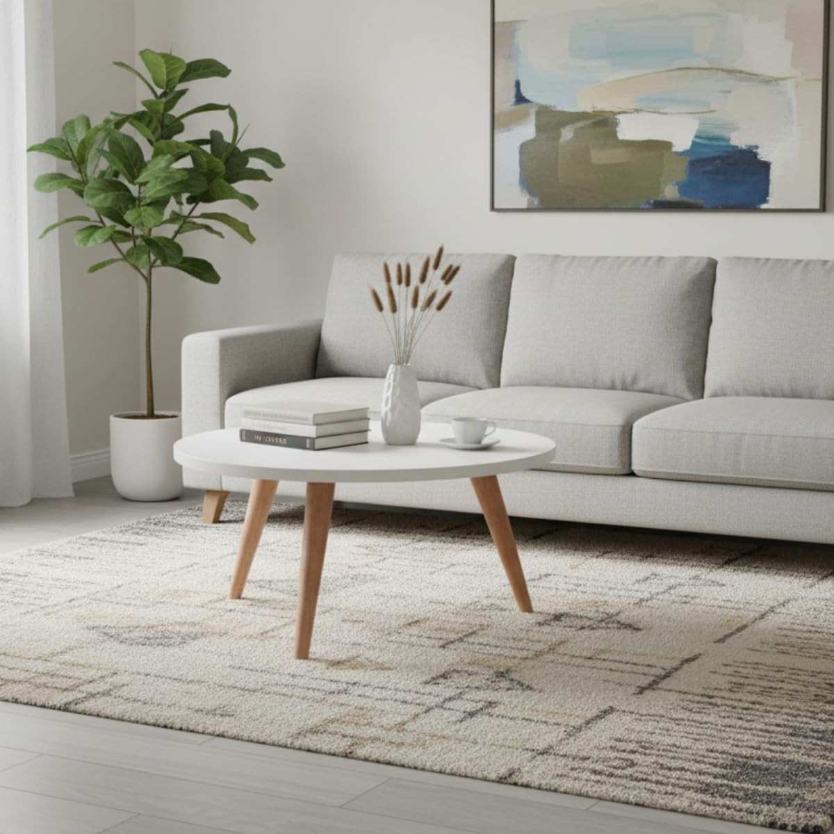Mesa Centro Redonda Tripé 52cm Branca - Tati Mesinha Moderna para Sala e Decoração