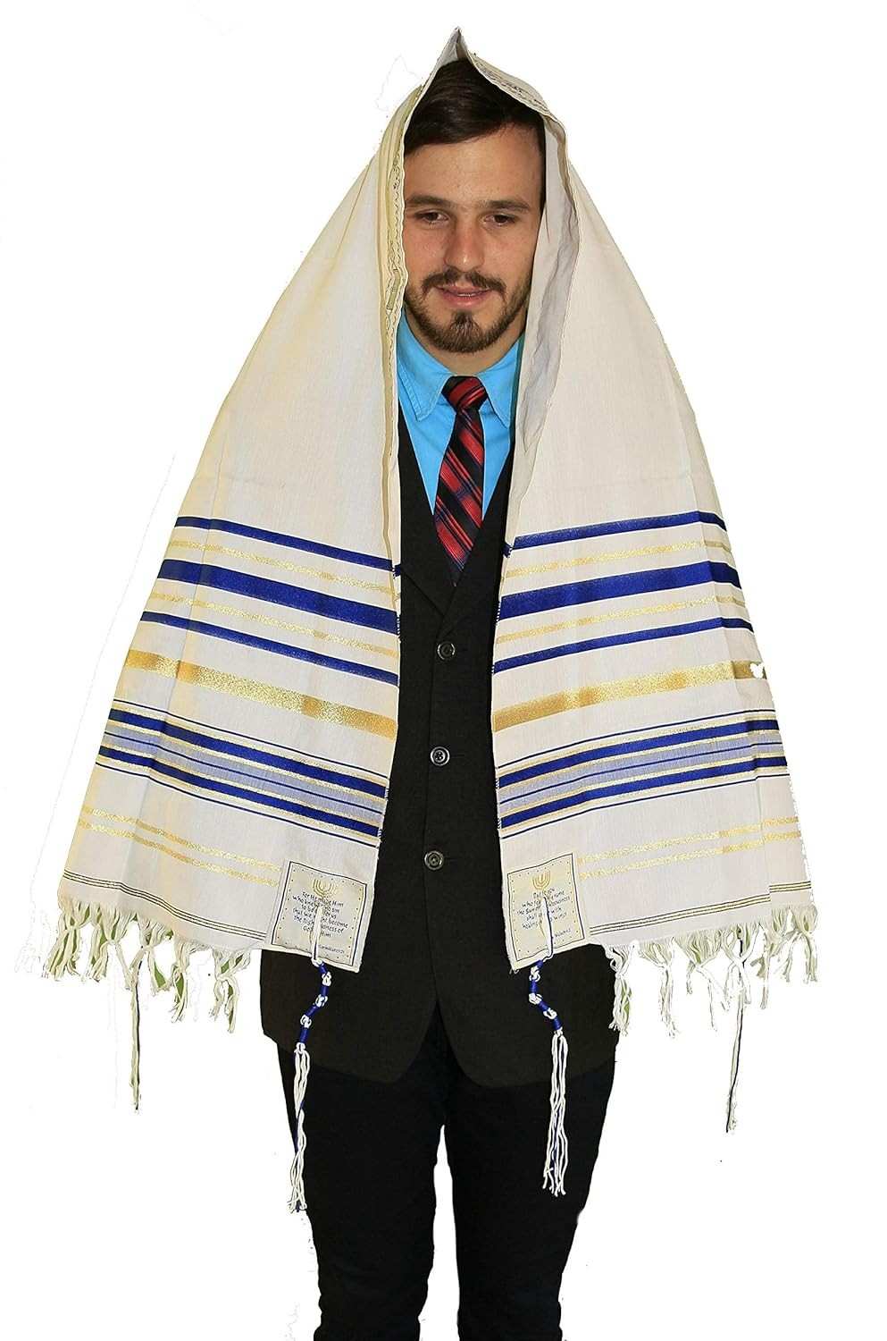 Talit Messiânico Azul 55 X 180 Cm - Original De Israel