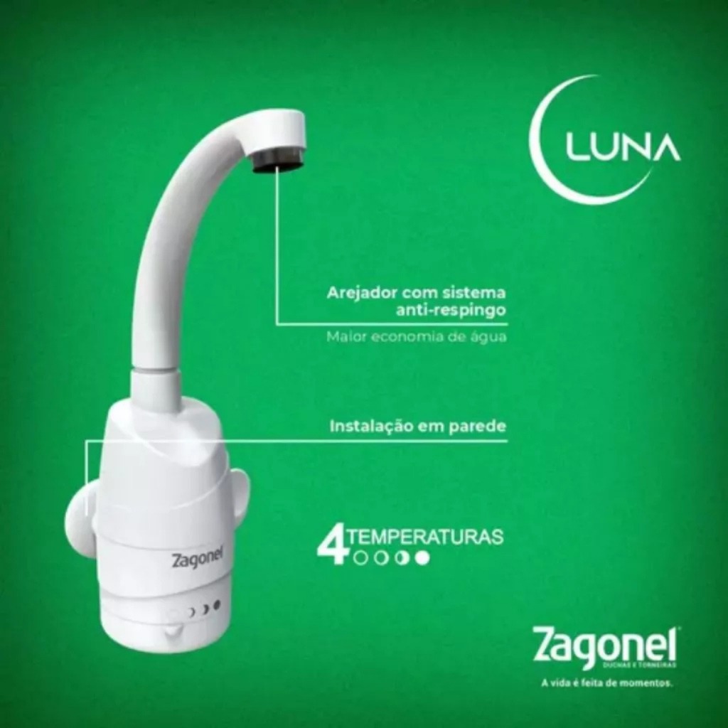 Torneira Luna 4 T Zagonel: Elegância e Potência em 5500W