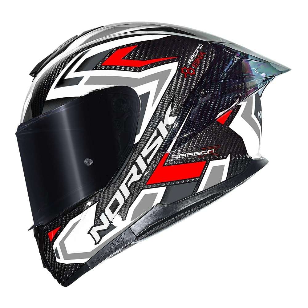 Capacete Norisk Carbon R Spot: Segurança e Estilo Inovadores | Branco, Cinza e Vermelho (Tamanho 56)