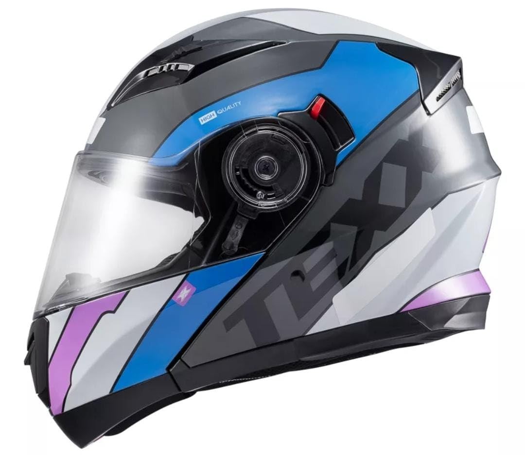 Capacete Texx Gladiator V3 Reisen: Segurança e Estilo Azul, Rosa e Branco (Tamanho 56)