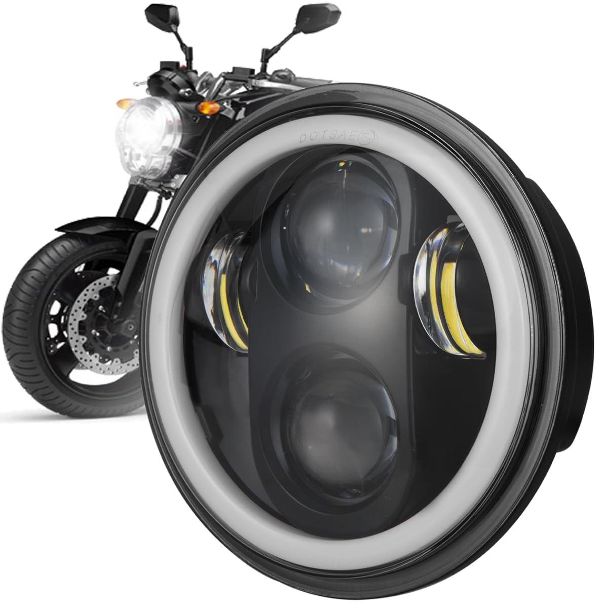 Farol LED 5.75" para Kawasaki Vulcan e Harley-Davidson: Brilho Intenso, 4 Modos e Homologado DOT