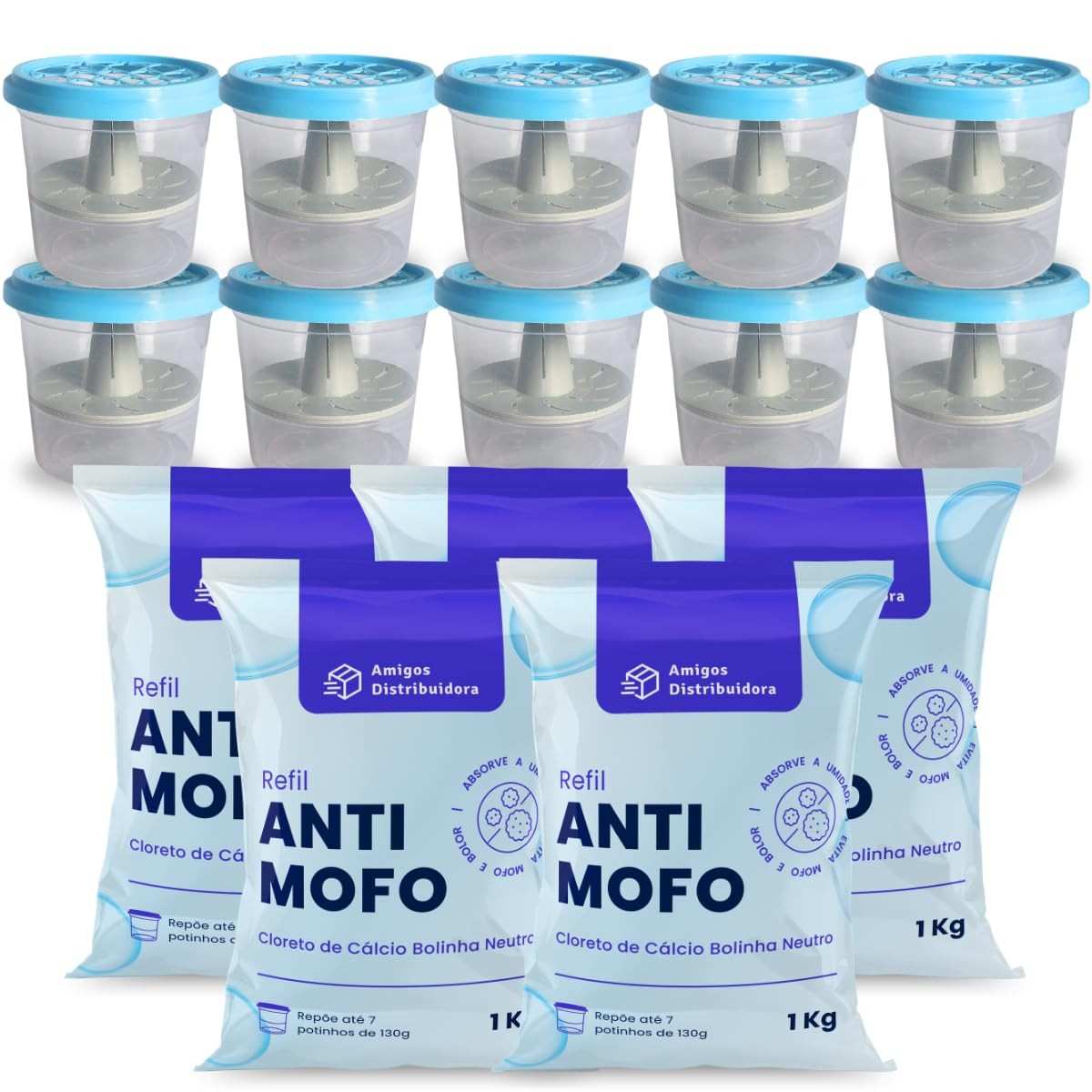 Antimofo em Bolinhas 5kg + 10 Potes 130g - Controle Total da Umidade
