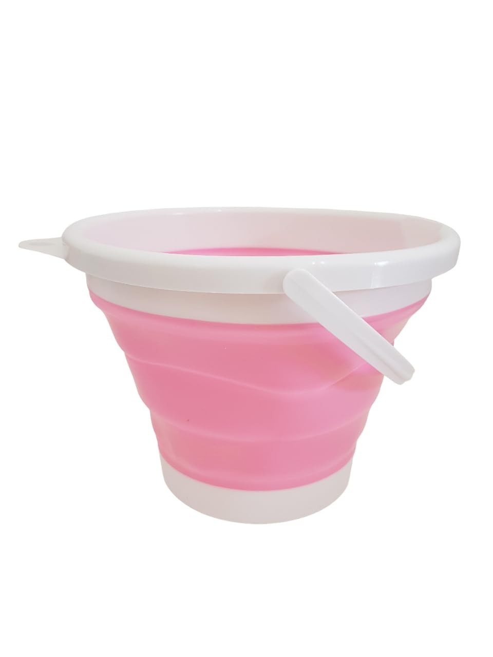 Balde Retrátil Dobrável de Silicone 5L com Gancho e Alça - Rosa