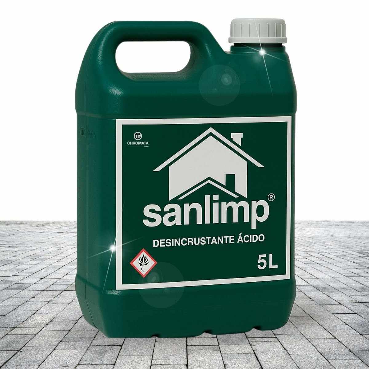 Sanlimp Limpa Piso Concentrado 5L Limpeza Profunda de Pedras, Cerâmicas e Vasos Sanitários, Removedor de Cimento e Rejunte Pós-Obra