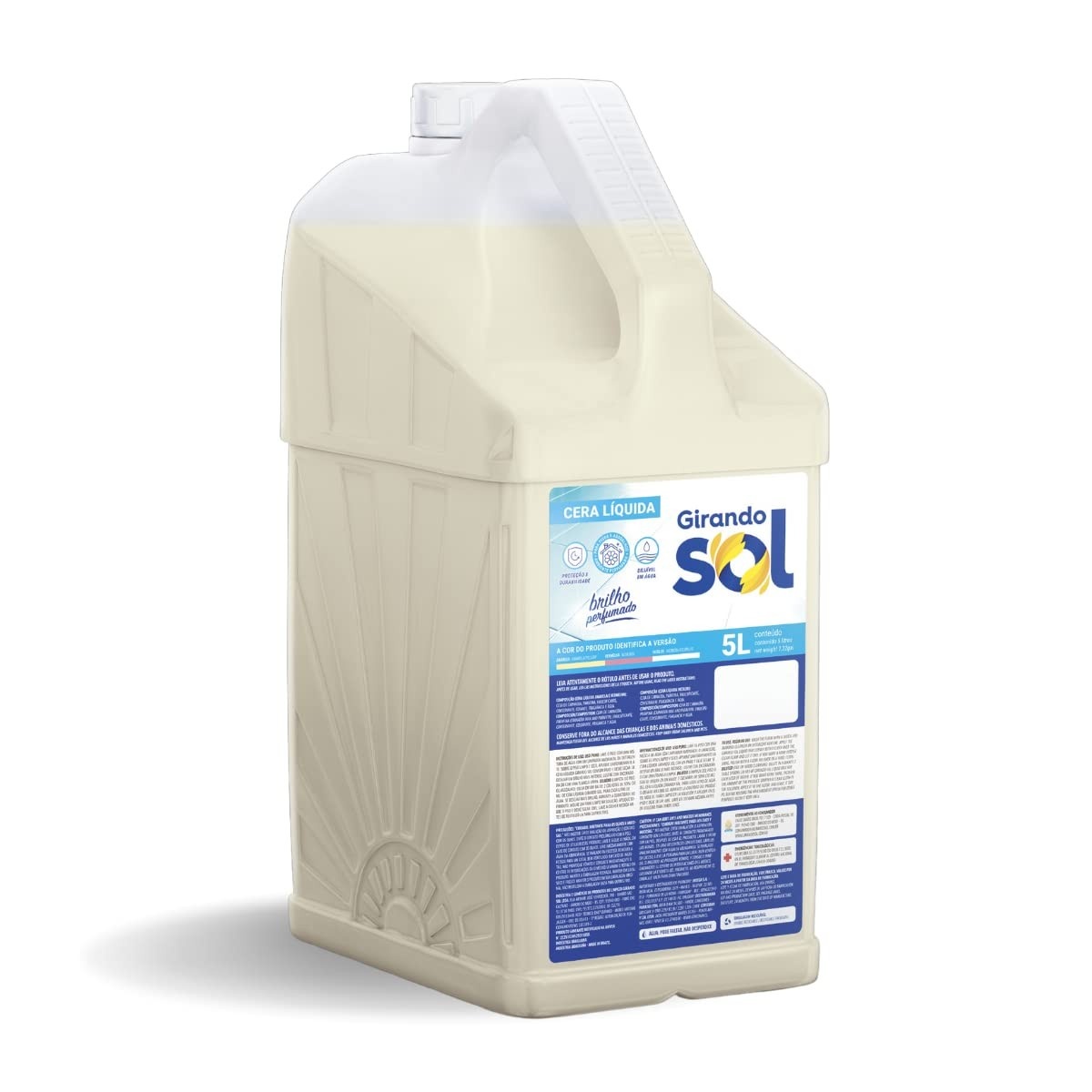 Girando Sol Cera Líquida Incolor 5L - Brilho Duradouro e Perfumado para Pisos e Assoalhos