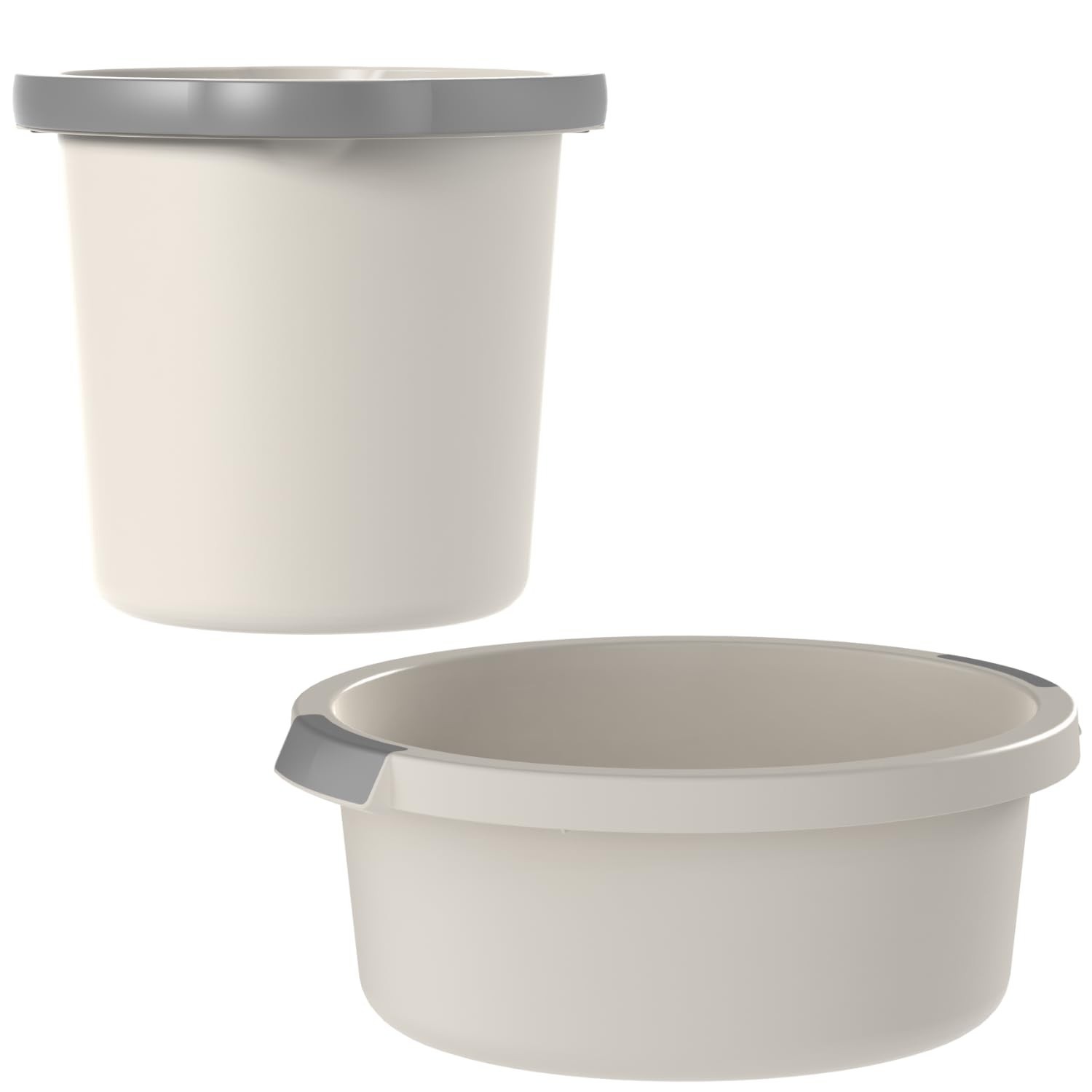 Kit Balde e Bacia de Limpeza Flow Bege 5L e 8,5L com Graduação e Bico Direcionador