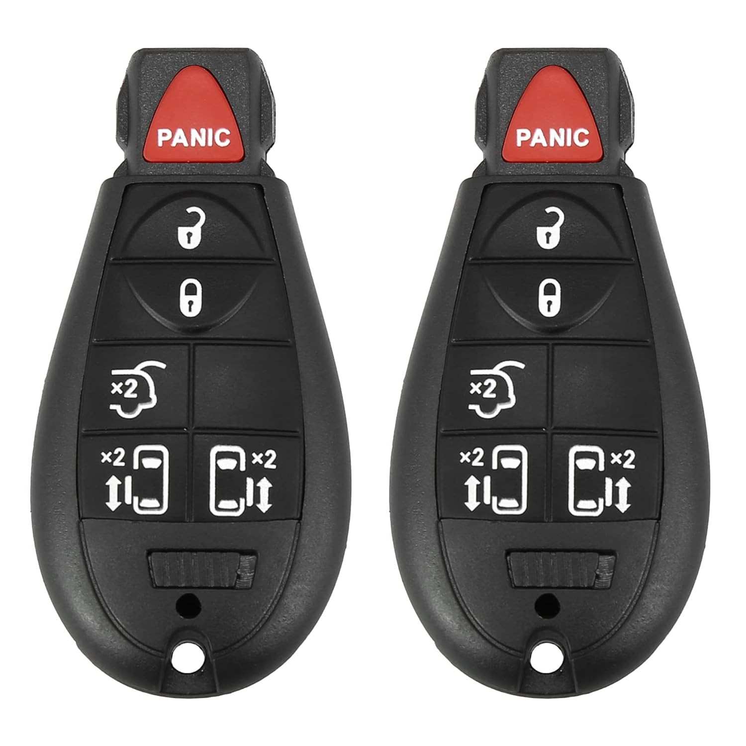 Kit 2 Controles Remotos Chaveiro 6 Botões 433MHz para Dodge Grand Caravan e Chrysler Town & Country