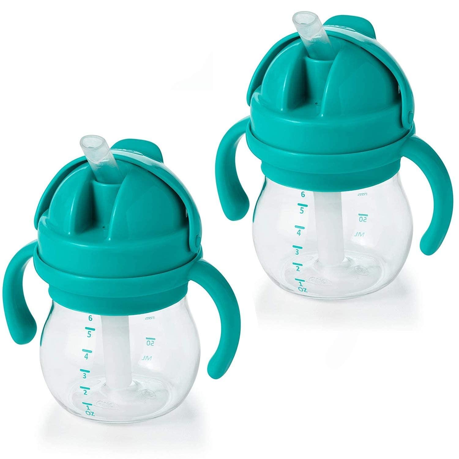 Copo com Canudo OXO Tot Transitions Azul-Turquesa 6 oz com Alças Removíveis (2 Unidades)