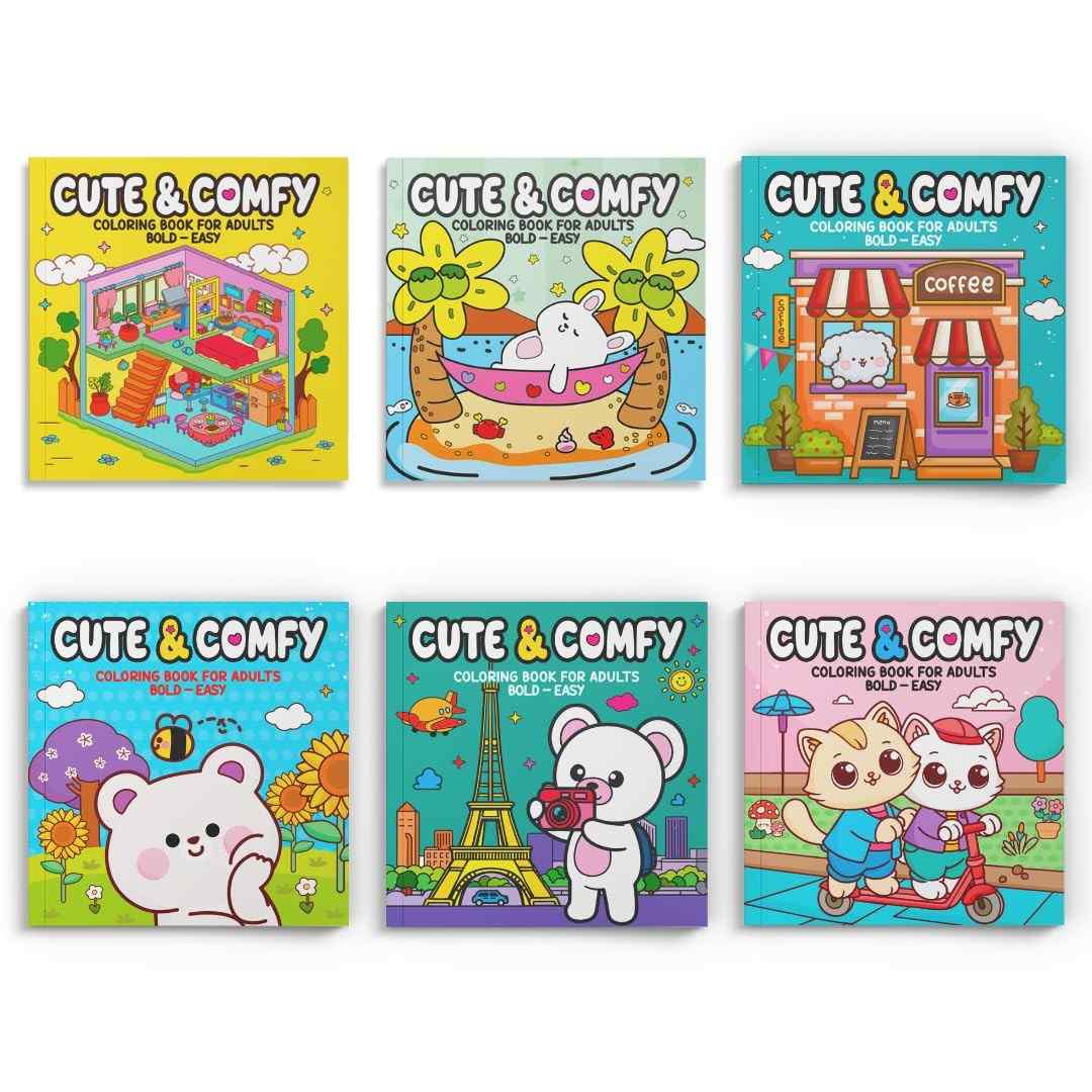 Kit 6 Livros de Colorir Adulto Cute & Comfy Extra: Relaxamento e Criatividade