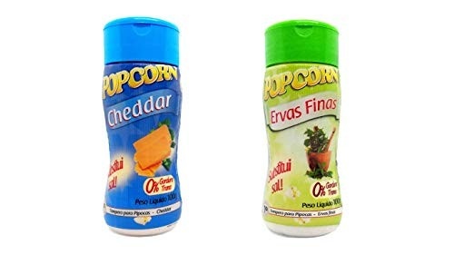 Temperos P/ Pipoca Popcorn Cx 12 Frascos. 6 Cheddar - 6 Ervas Finas