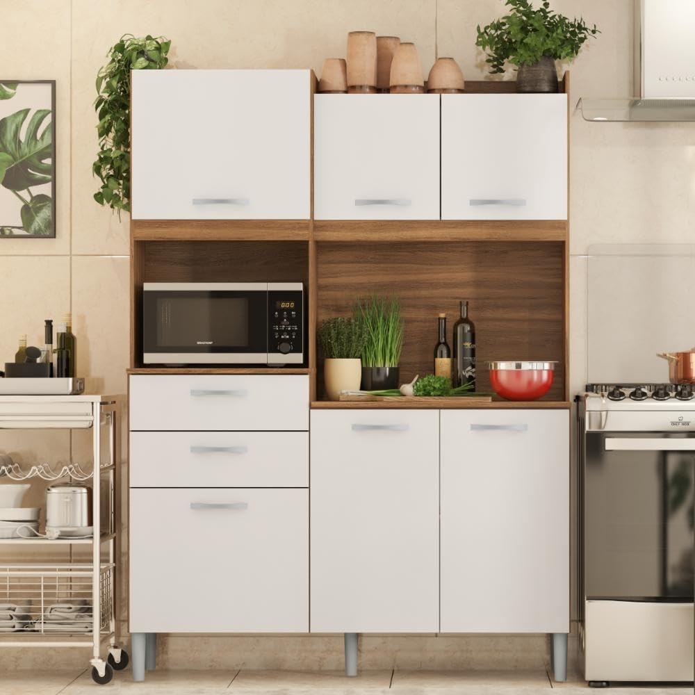 Armário de Cozinha 6 Portas 2 Gavetas Harmonia - Organize com Estilo e Funcionalidade