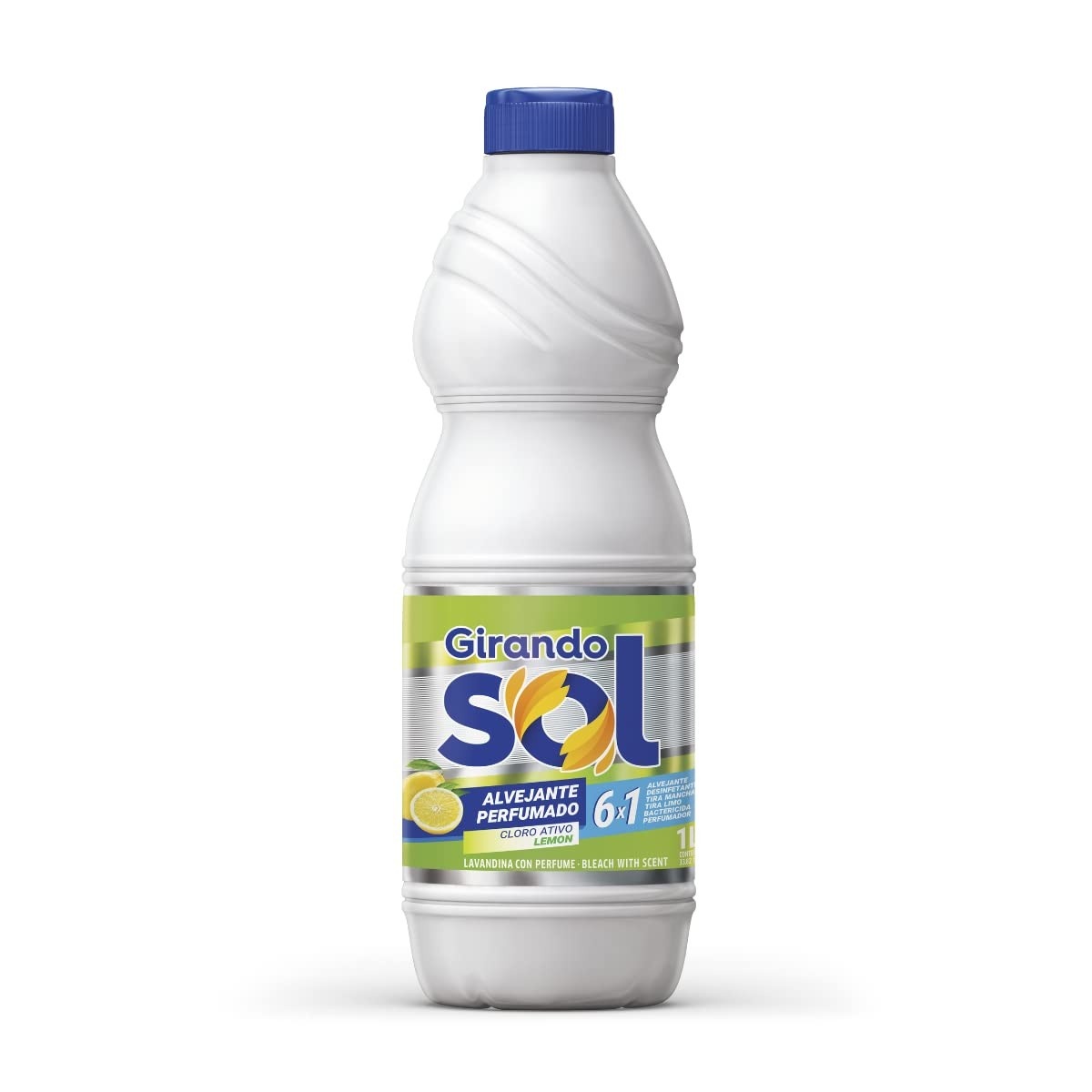 Alvejante Perfumado Lemon Girando Sol 1L - Ação 6 em 1 com Cloro Ativo
