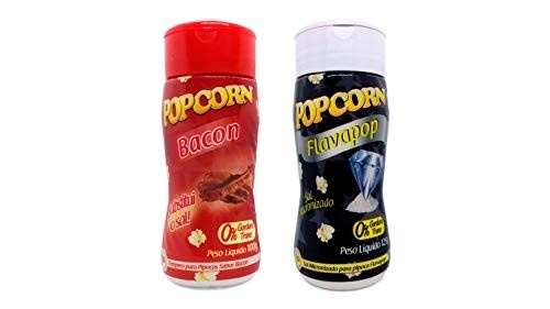 Temperos P/ Pipoca Popcorn Cx 12 Frascos. 6 Bacon - 6 Flavapop Sal Micronizado Manteiga