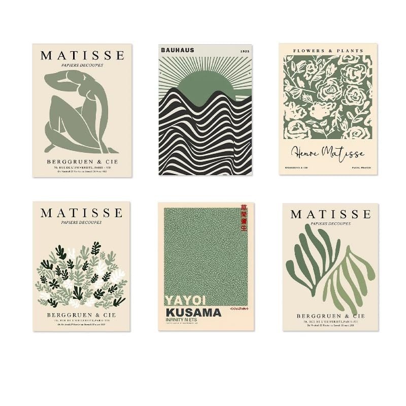 Pôsteres Botânicos Vintage Verde Sálvia - 6 Peças para Decoração Moderna e Boho
