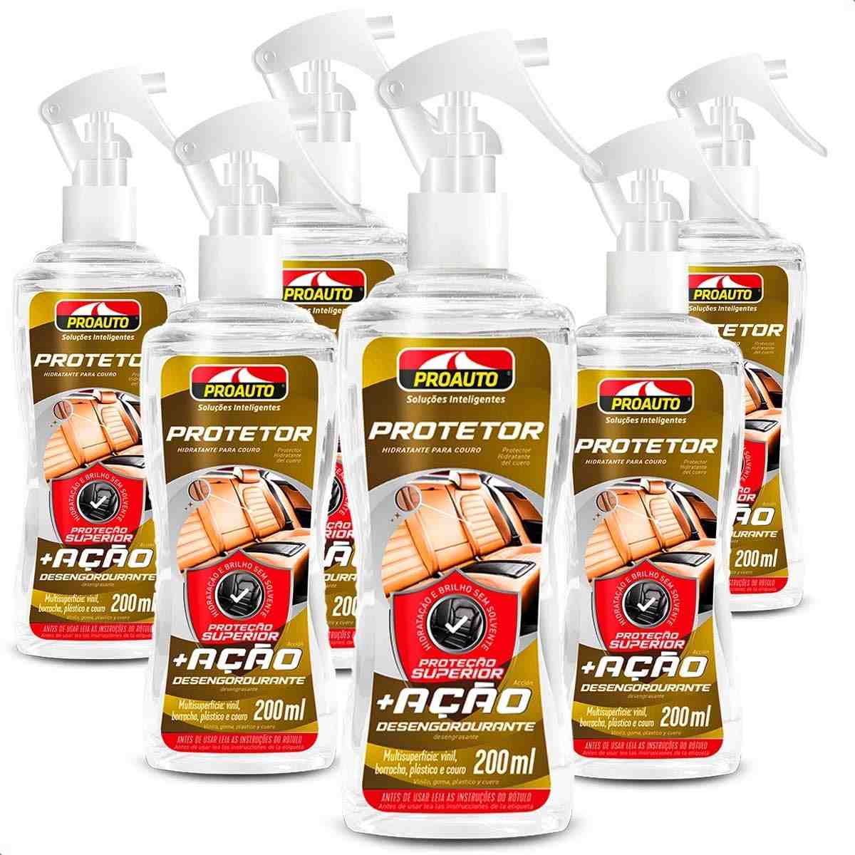 KIT 6 Protetores Hidratante Couro Proauto 200ml: Brilho e Proteção Duradoura