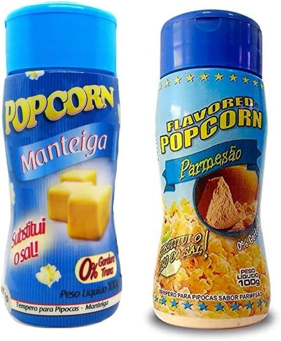 Temperos P/ Pipoca Popcorn Cx 12 Frascos. 6 Manteiga - 6 Parmesão
