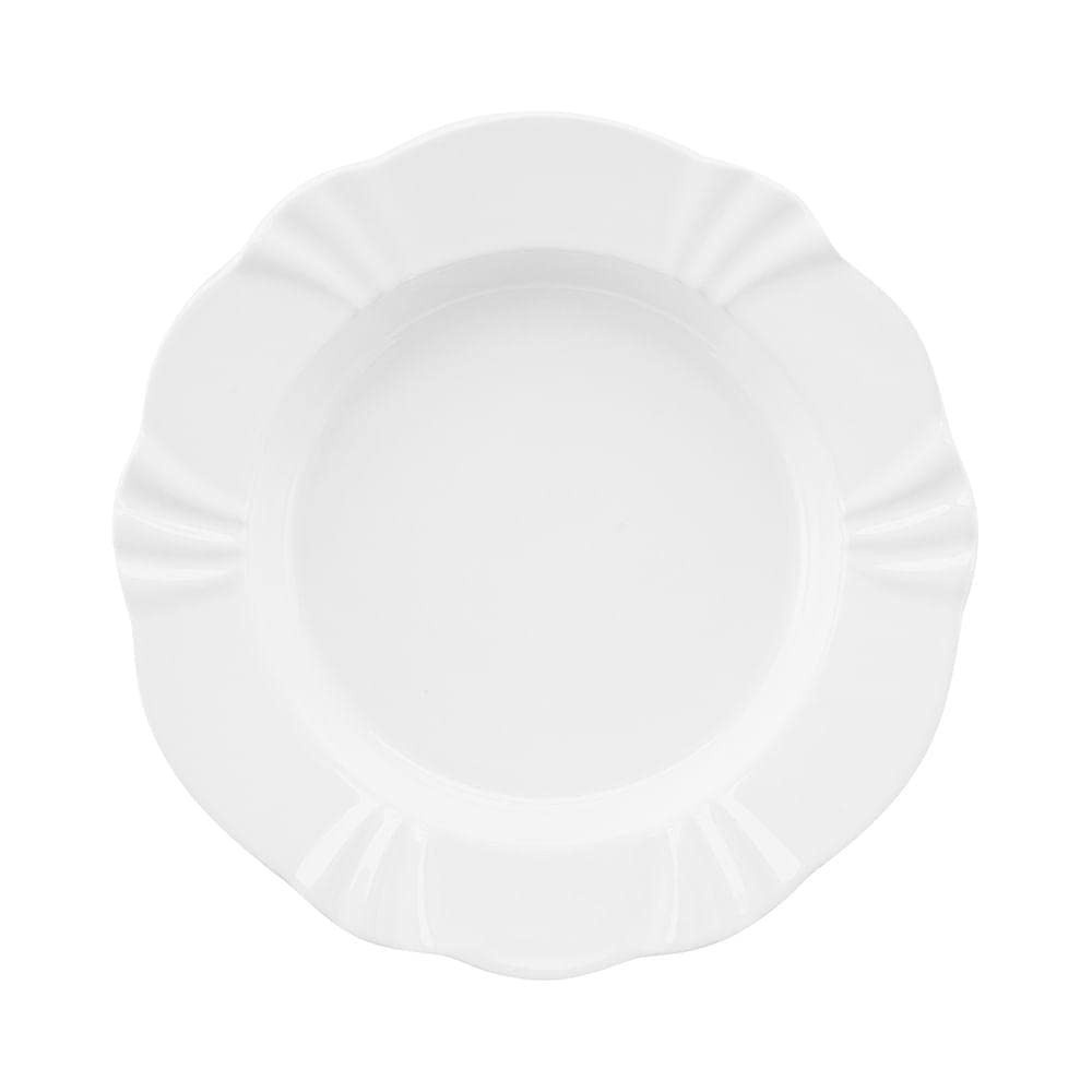 Pratos Fundo Oxford Soleil White - 6 Peças com Relevo Clássico