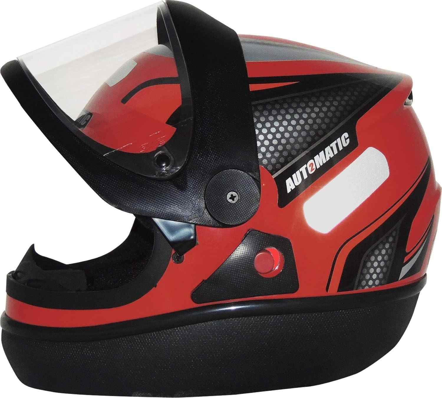 Capacete FW3 Automático Vermelho e Prata 60: Leveza e Segurança com Viseira Cristal