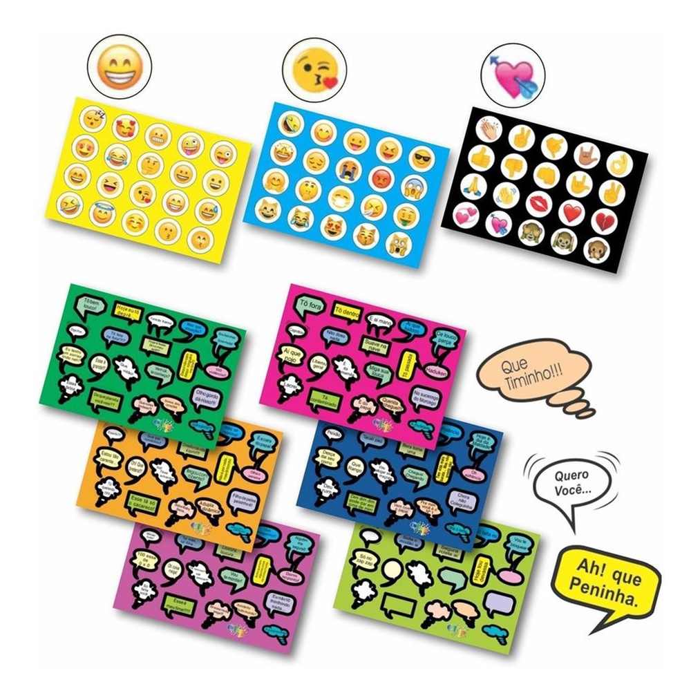 600 Stickers Frases e Emojis para Scrapbook