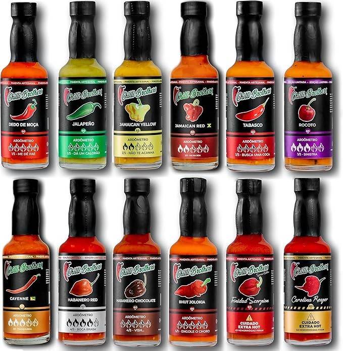 Combo 12 Molhos De Pimenta 60ml Chilli Brothers Linha Clássica Completa
