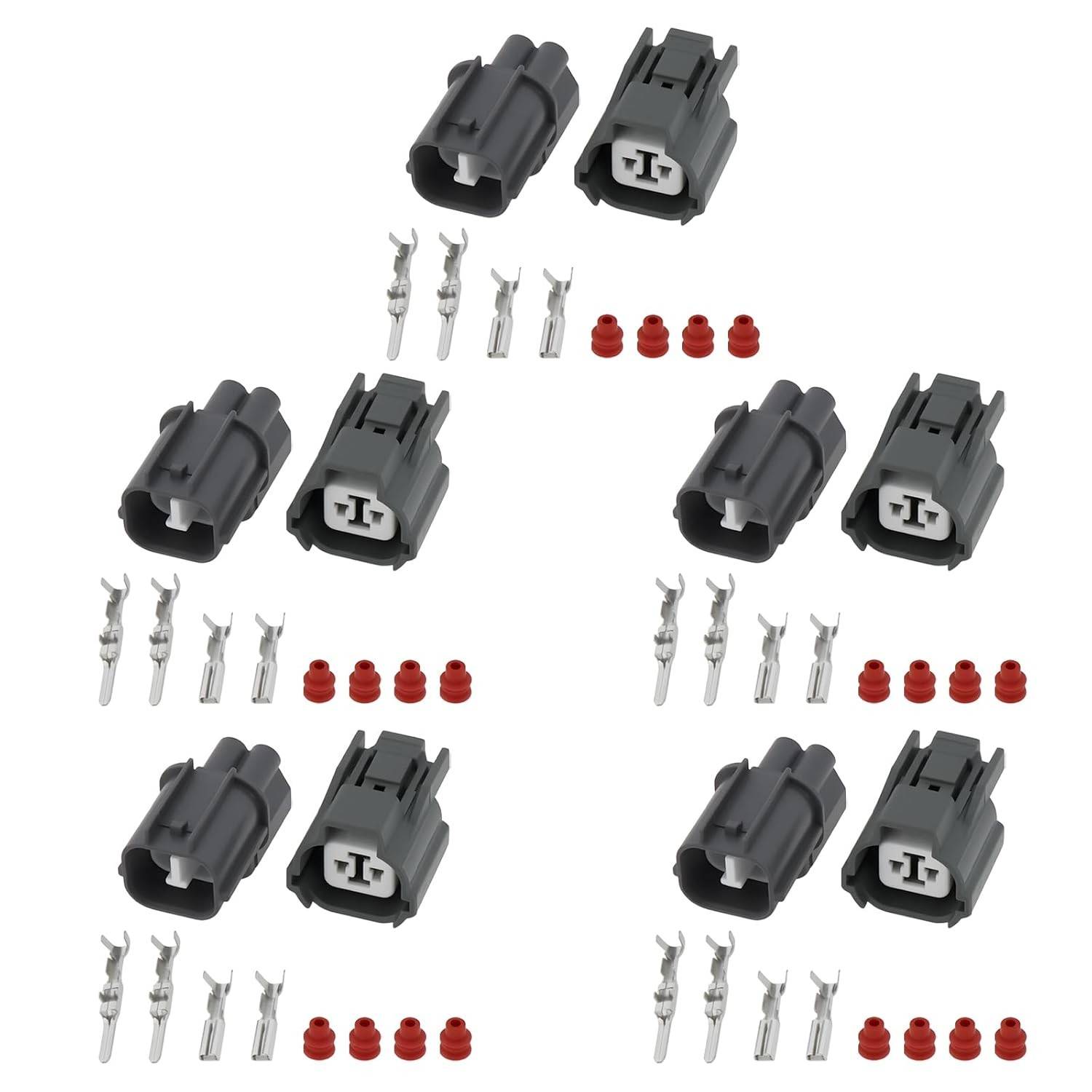 5 Conjuntos Conector Sensor Buzina Automotiva 2 Pinos 6189-0129/6181-0070 - Compatibilidade Universal