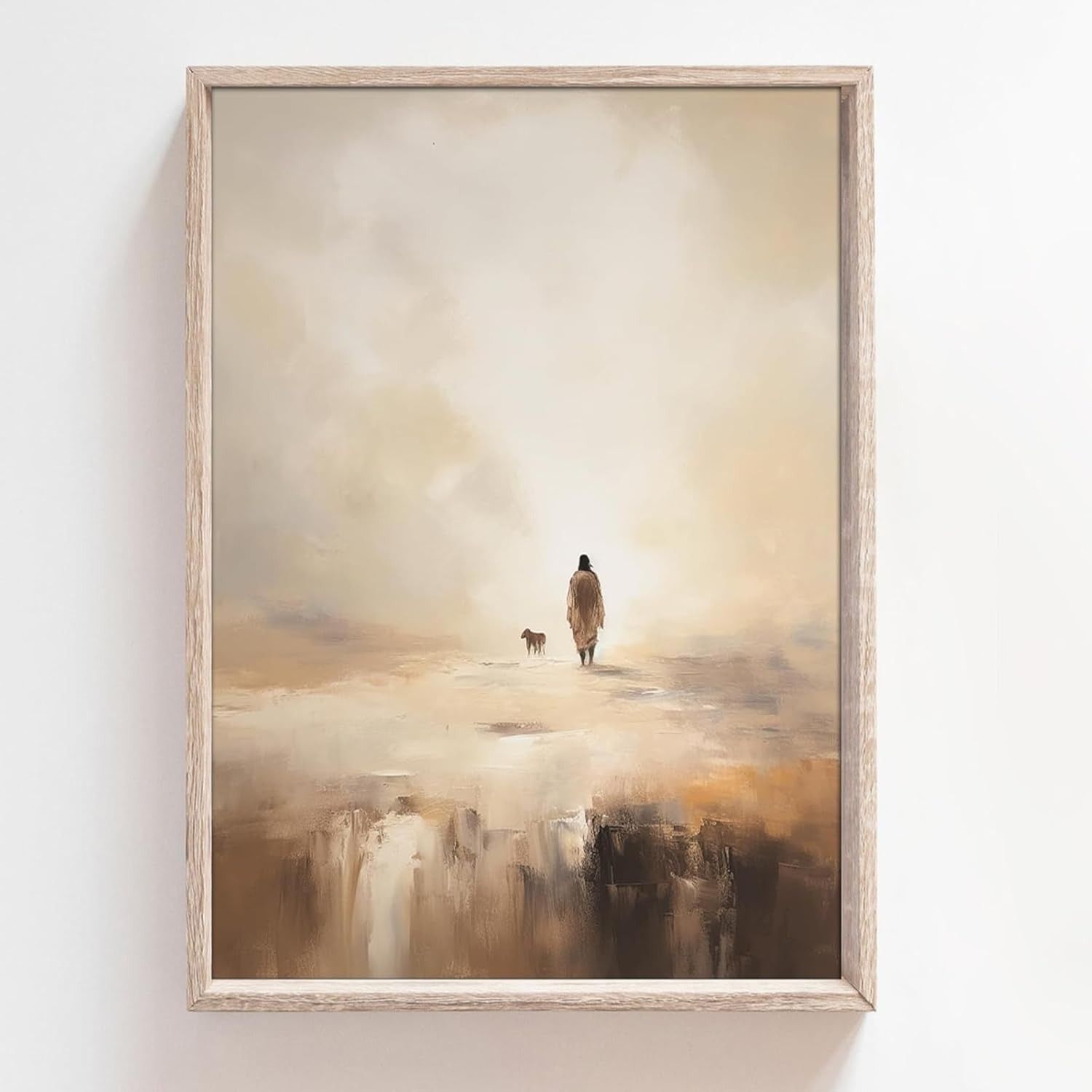 Arte de Parede Cristã Jesus Parábola das Ovelhas Perdidas - Tela em Poliéster 61x40,6cm