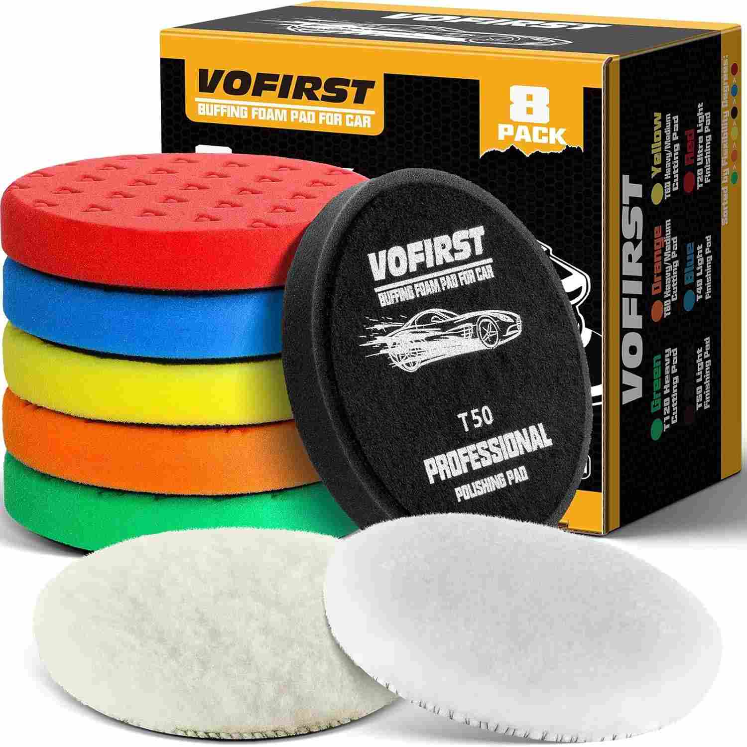 Kit com 8 Almofadas de Polimento 6,5" - Espuma e Lã para Acabamento Automotivo Profissional