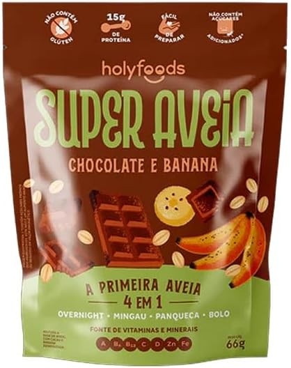 Super Aveia Chocolate com Banana Sem Glúten Holyfoods 66g