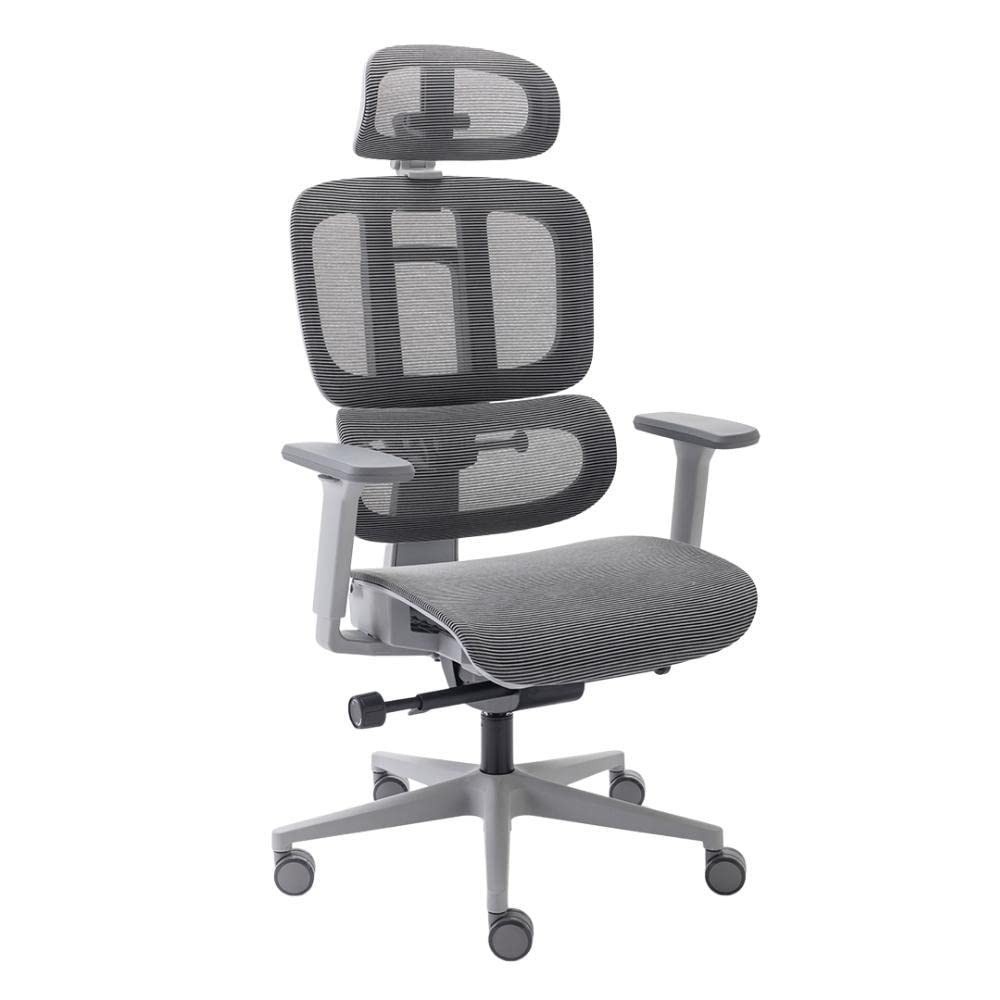 Cadeira de Escritório Ergonômica Presidente com Encosto Bipartido e Braços 6D - Mesh Premium Grafite
