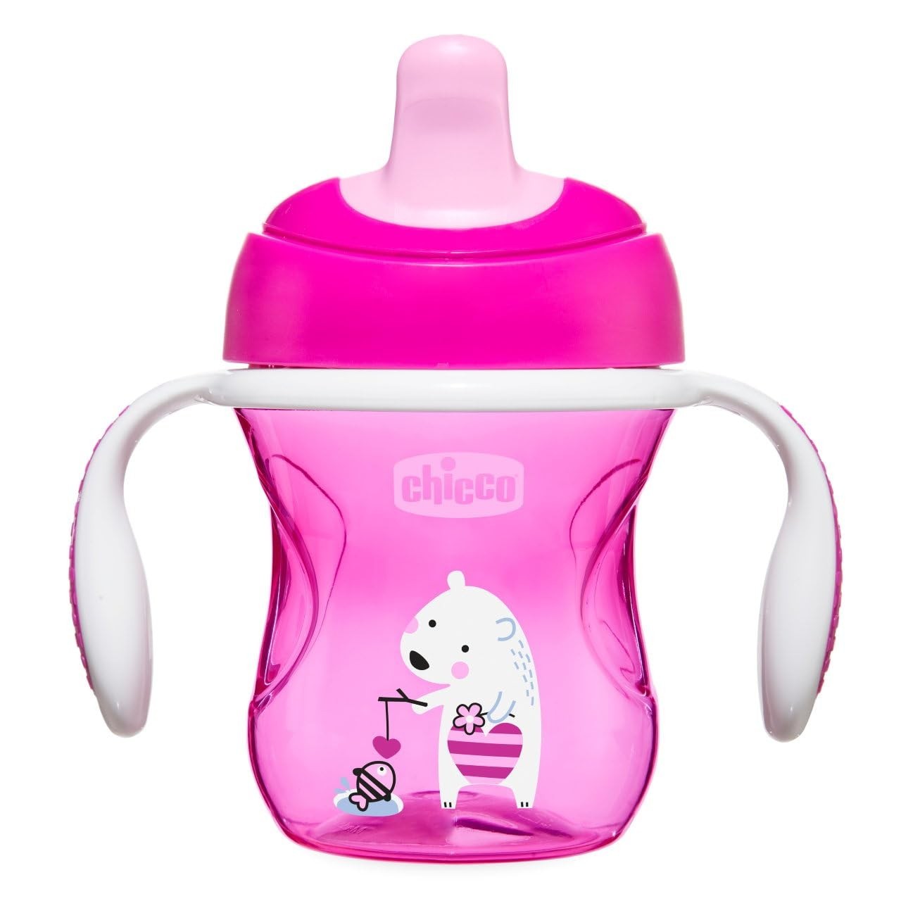 Copo Training Cup Rosa 6m+ Chicco - Bico Semi Rígido com Toque Macio