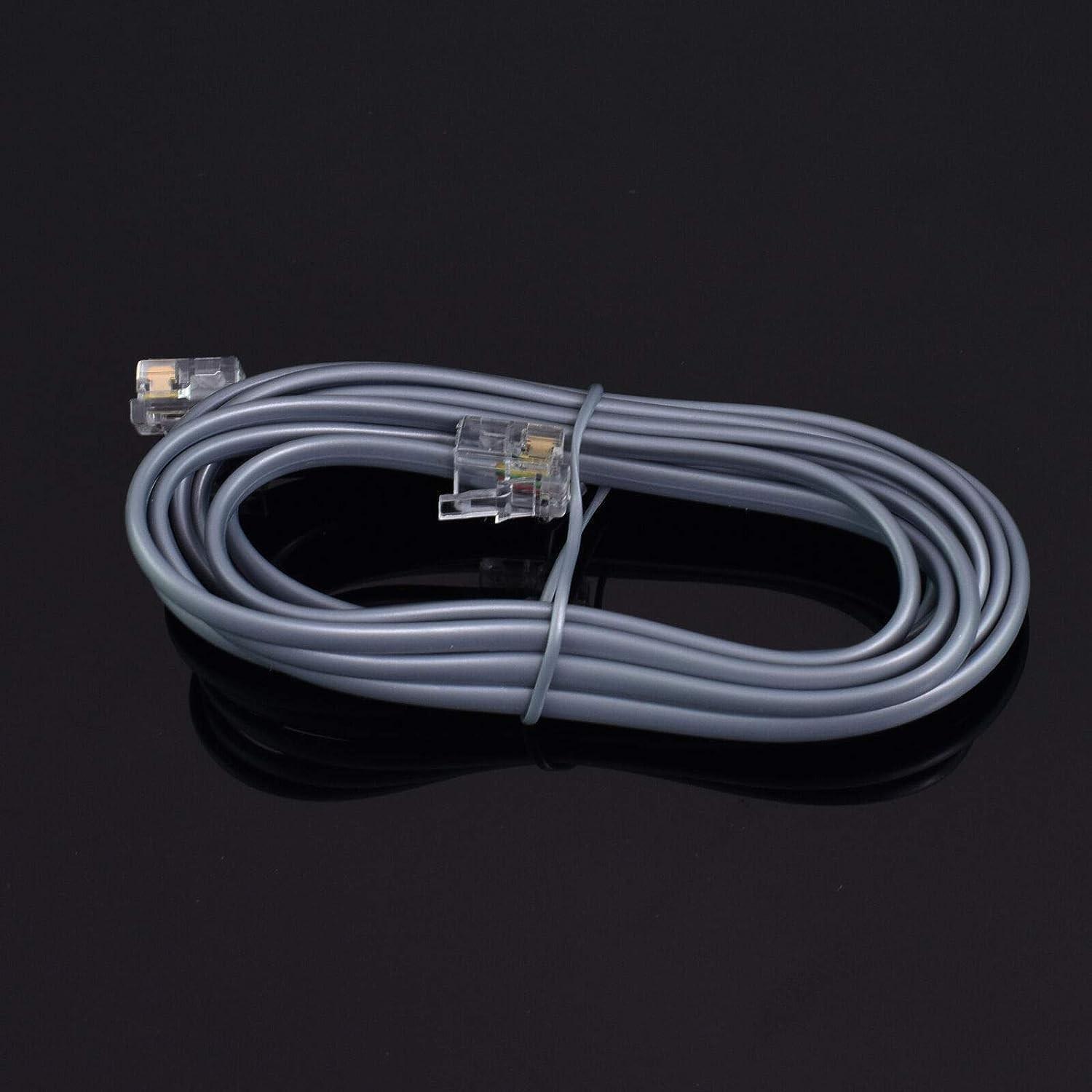 Cabo Extensão Modular RJ11 6P4C 15ft Cinza: Conectividade Confiável para seu Telefone