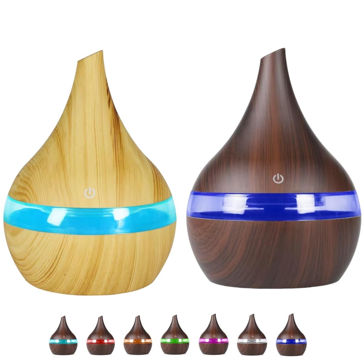 Difusor de Aromas Ultrassônico 300ml com LED 7 Cores - Umidificador e Purificador de Ar com Design Moderno