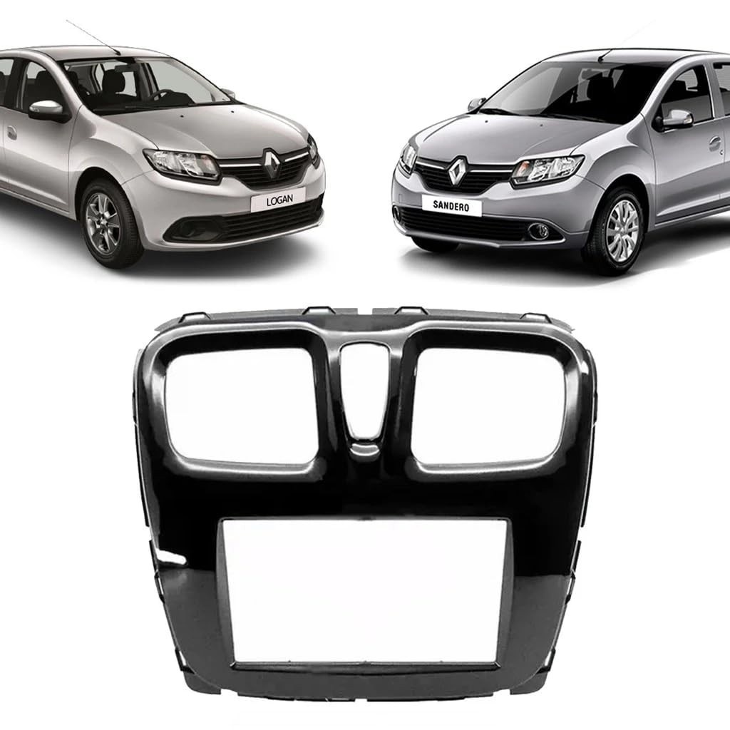 Moldura 2 Din Black Piano para Renault Logan e Sandero 2016-2018 - Tela 7 Polegadas