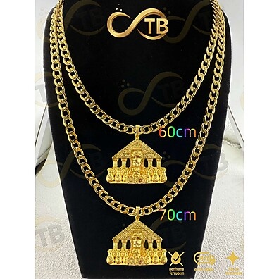 70cm-18k-ouro-7-dourado-pingente-com-grumet-colar