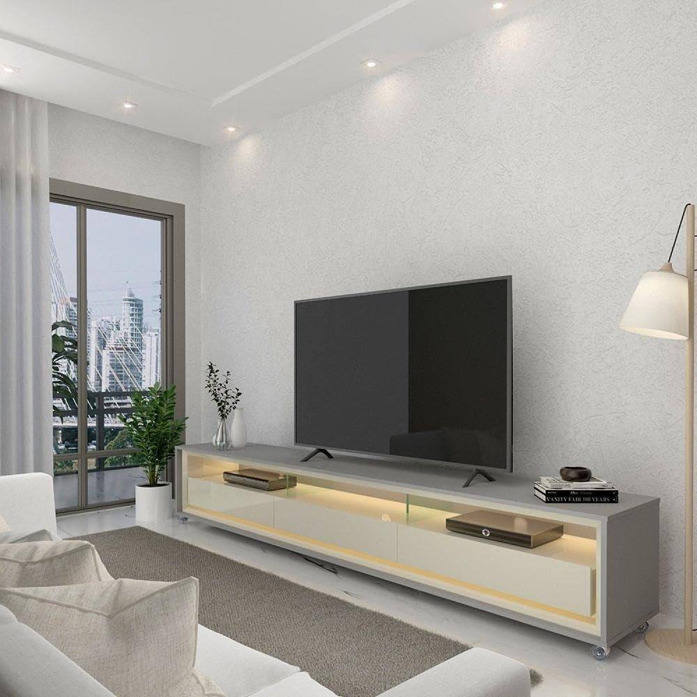 Rack para TV 75" com LED e Rodízios Requinte 212cm - Moderno e Funcional