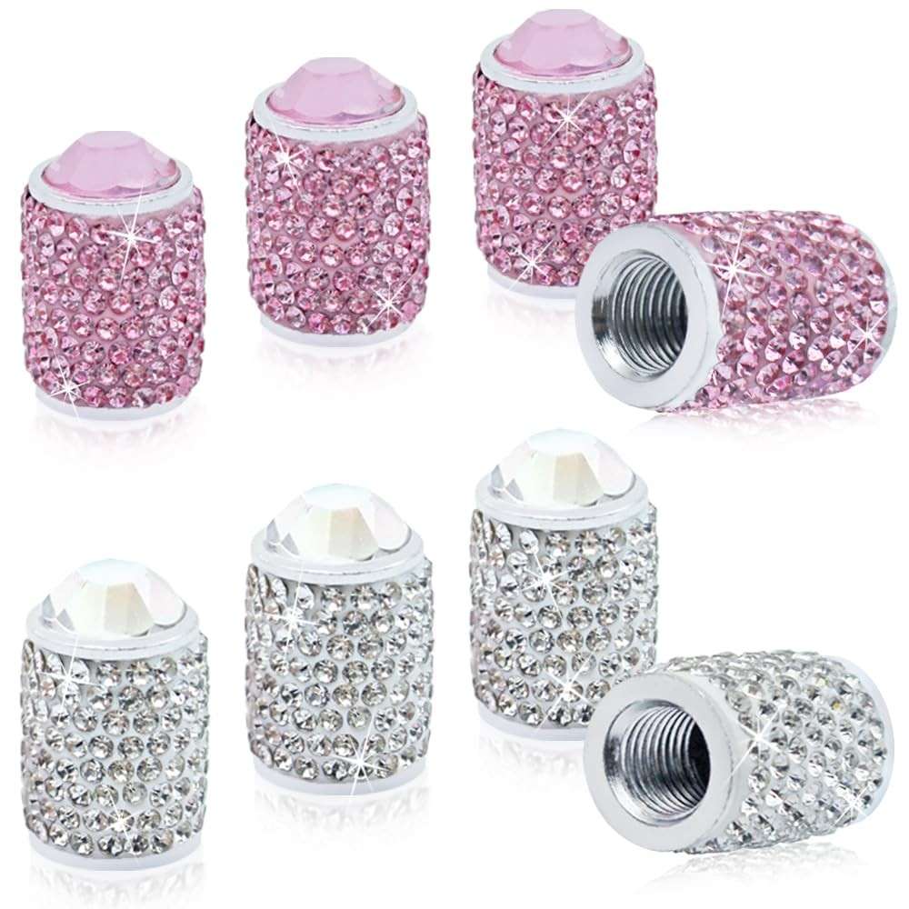 Pacote 8 Tampas de Válvula de Pneu com Strass Cristal - Brilho e Proteção para Seu Carro