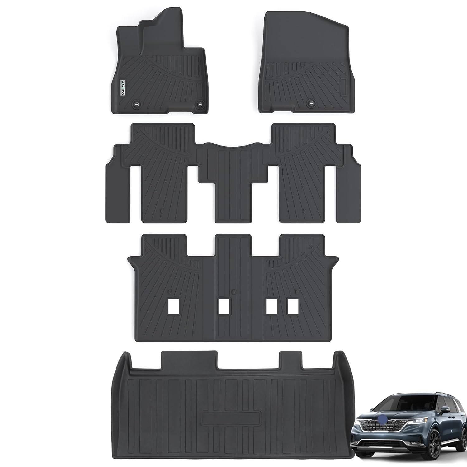 Tapetes de Chão e Porta-Malas Premium para Kia Carnival 2022-2025 (8 Lugares)