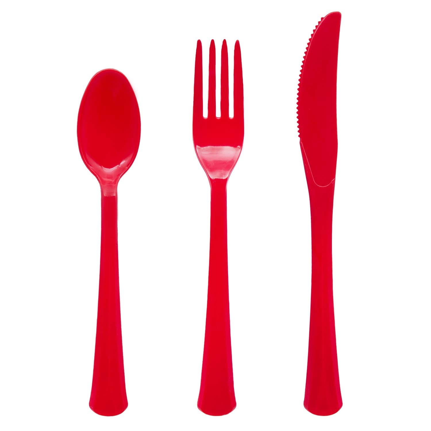 Talheres de Plástico Rígido Extra Pesado - Combo 8 Lugares Vermelho