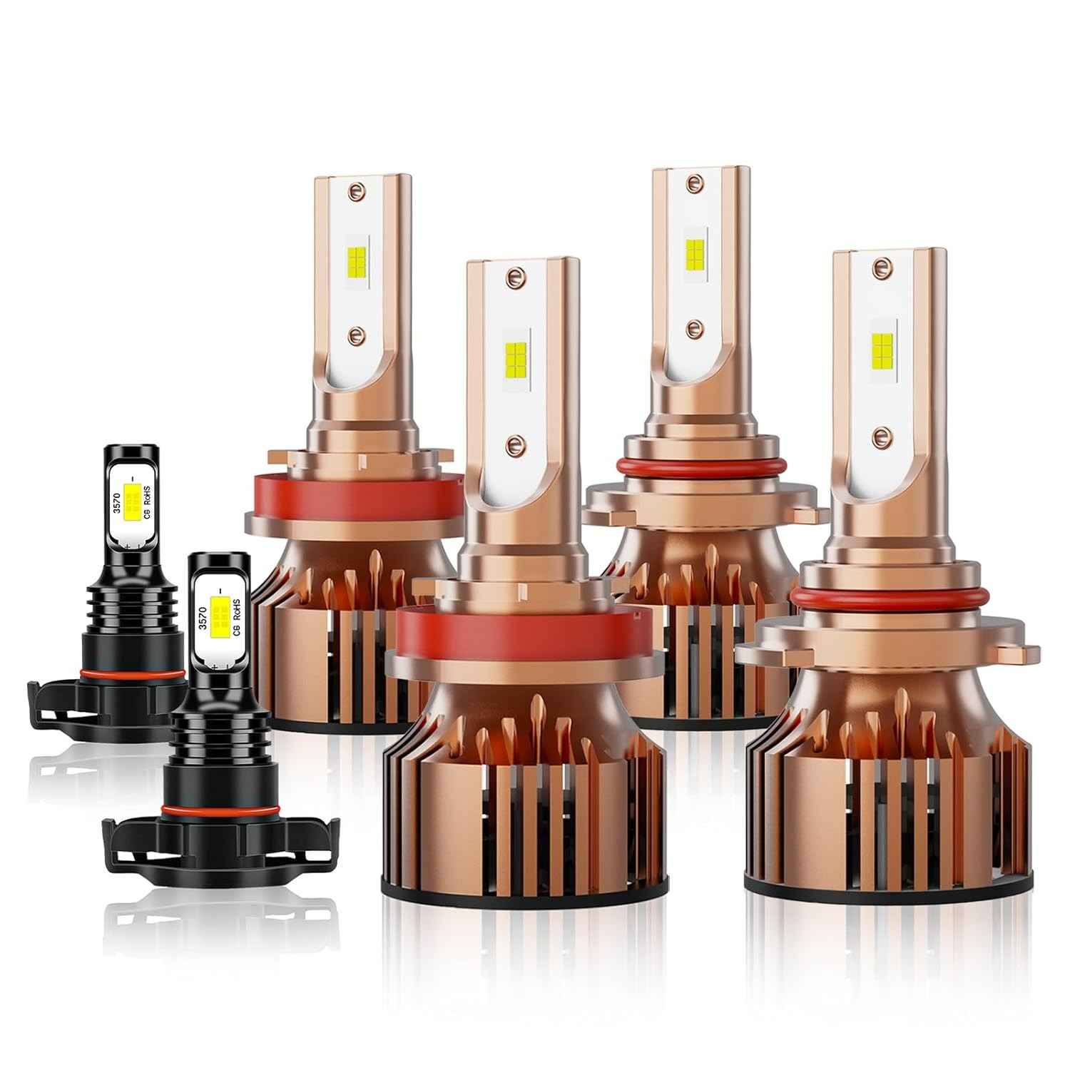 Kit 6 Lâmpadas LED 800% Mais Brilho para Chevy Silverado 1500/2500HD (2007-2015) - Farol Alto/Baixo