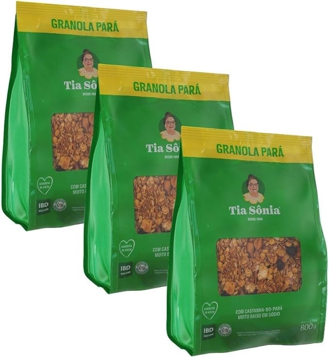 Tia Sônia, Kit 3 Granolas com mais Castanha do Pará 800g Tia Sônia