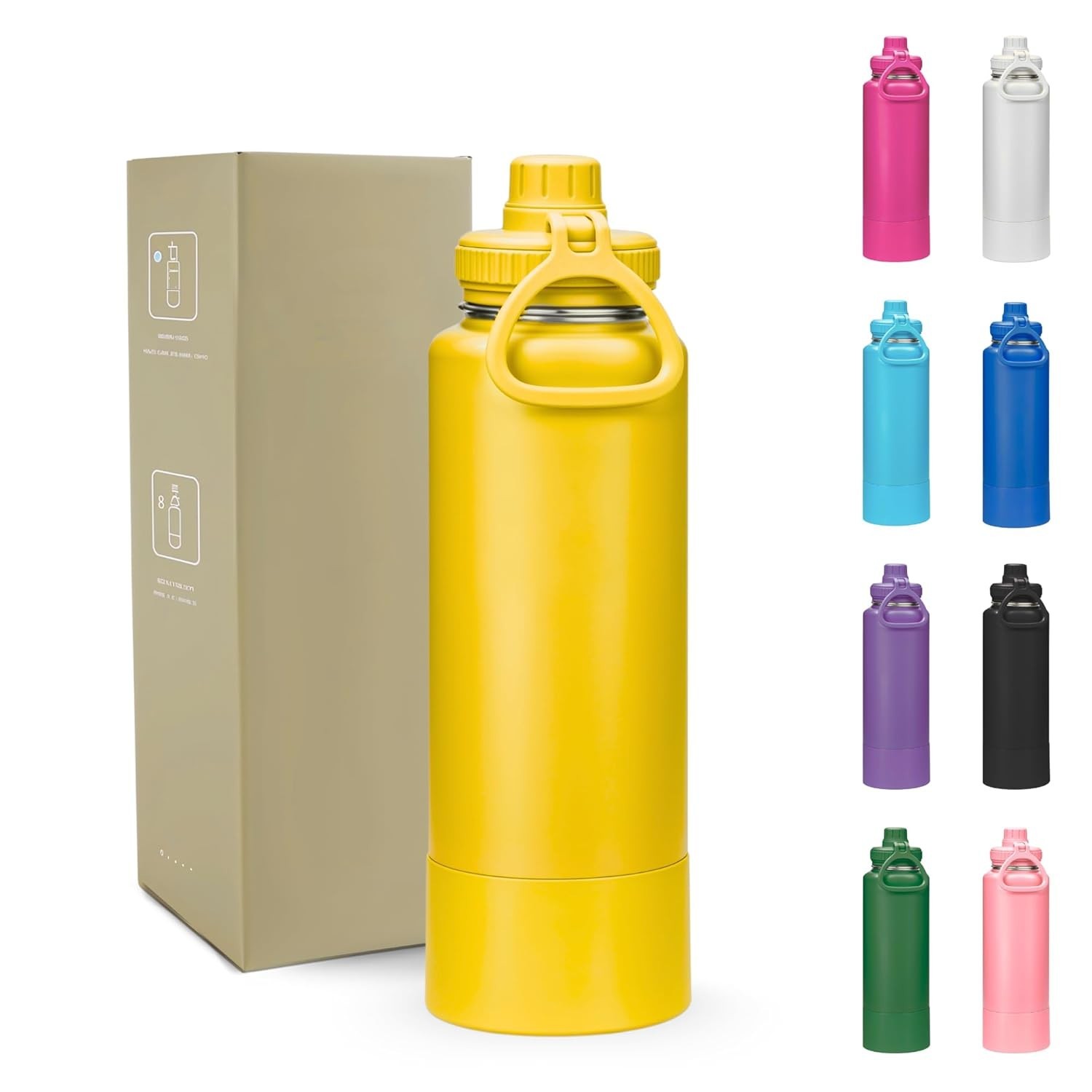 Garrafa Térmica 800ml Aço Inox 304 - Mantém Bebidas Quentes 12h e Geladas 24h | Base Emborrachada Anti Derrapante