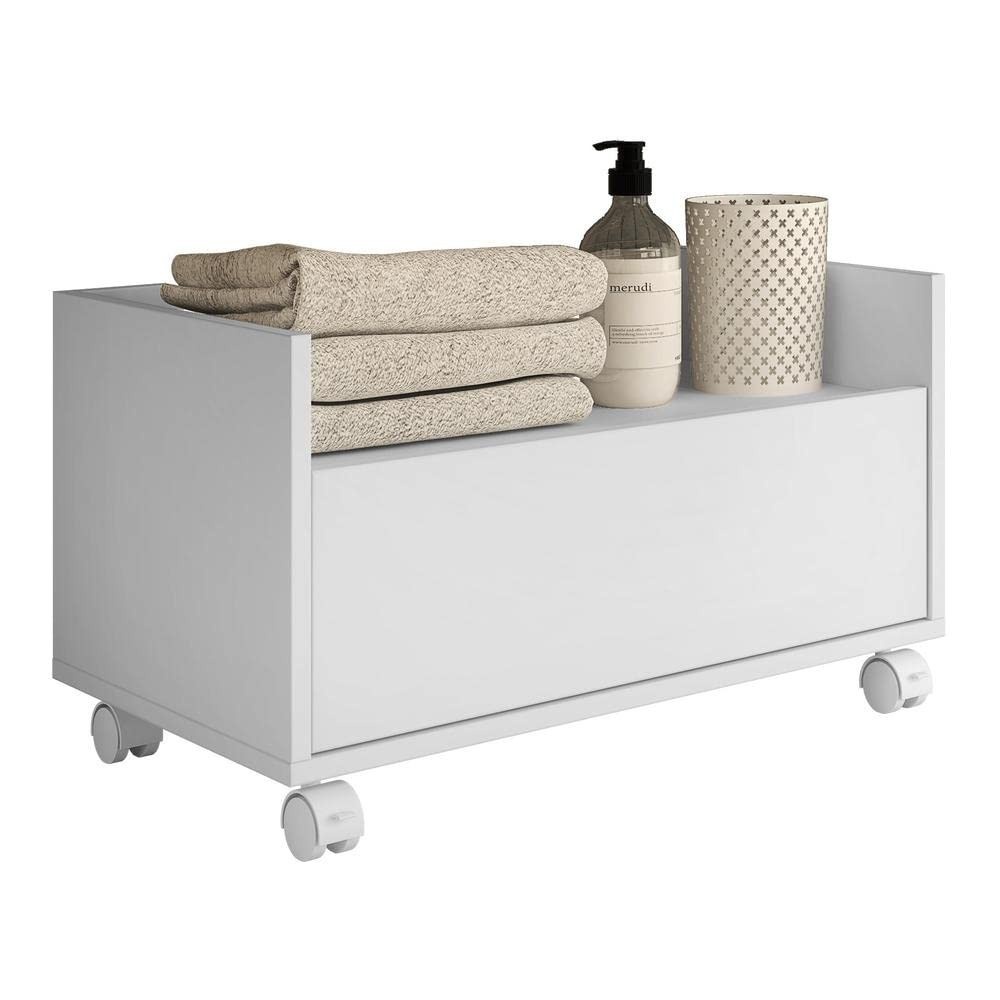 Balcão Gabinete para Banheiro com Rodízios 80cm | Multimóveis V2608 em Branco