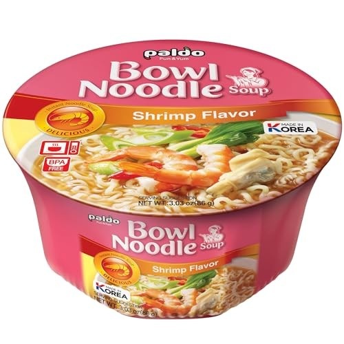 Caixa Lamen Coreano Bowl Noodle Sabor Camarão Paldo 86 gramas - 12 Copos