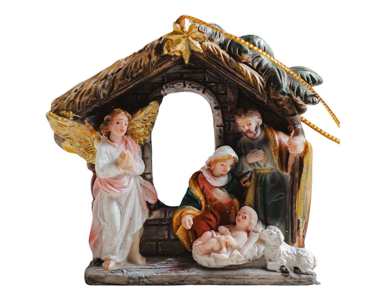 Mini Presépio 8cm em Resina - Sagrada Família Importado para Decoração Natalina